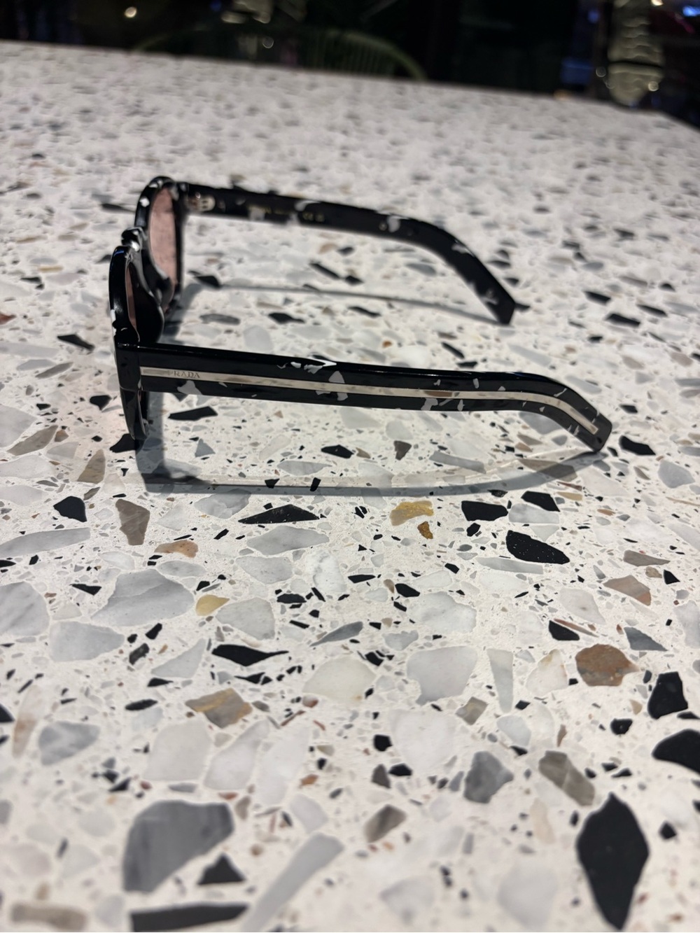 Prada Black & White Pattern Sunglasses with Pink Lenses - Picture 3 of 5